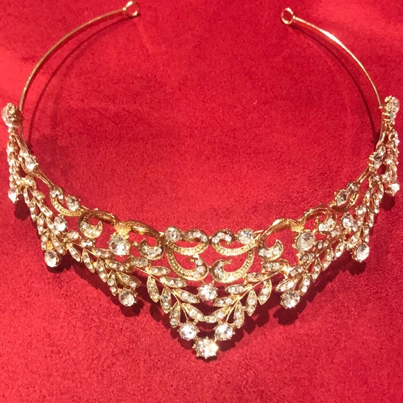 Accessories - Gold crystal wedding bridal crown
